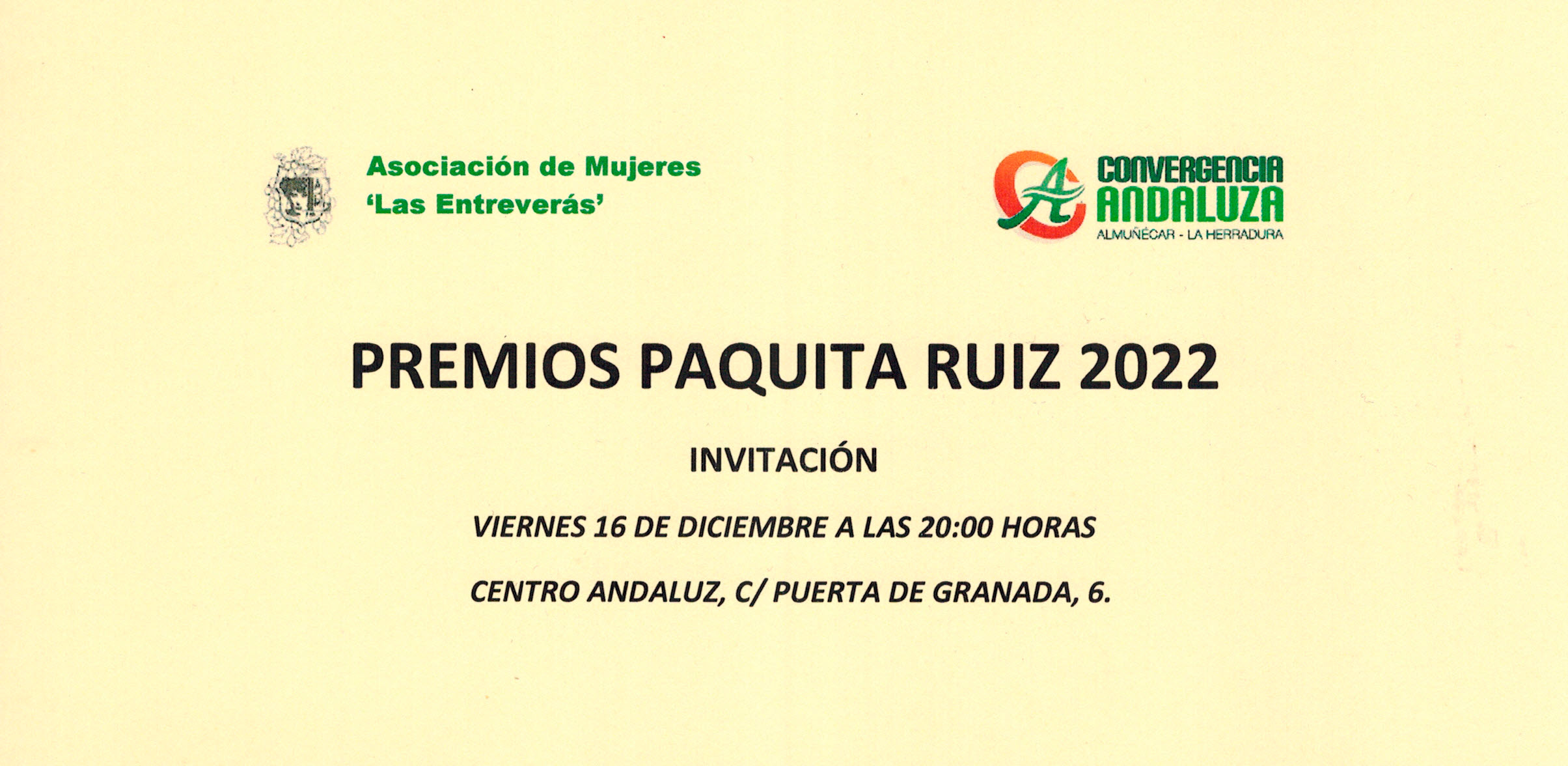EL 16 DE DICIEMBRE SE ENTREGAN LOS PREMIOS PAQUITA RUIZ EN SU XVIII EDICIN.
